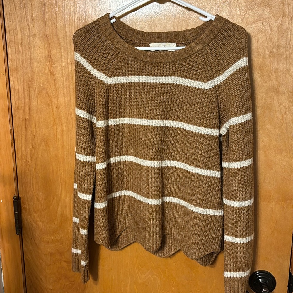 Burnt Orange and ivory striped sweater. Pinque brand. Size small